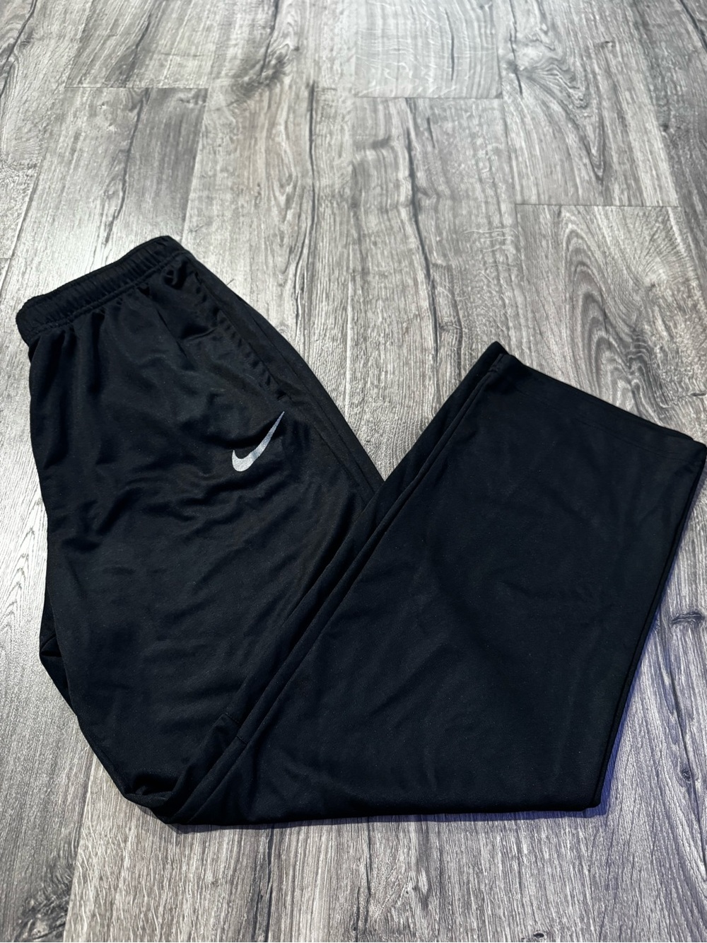 Nike Black Dri-FIT Athletic Pants with Swoosh tapered leg training men size XL